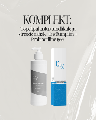Topeltpuhastus tundlikule ja stressis nahale: Ensüümpiim + Probiootiline geel